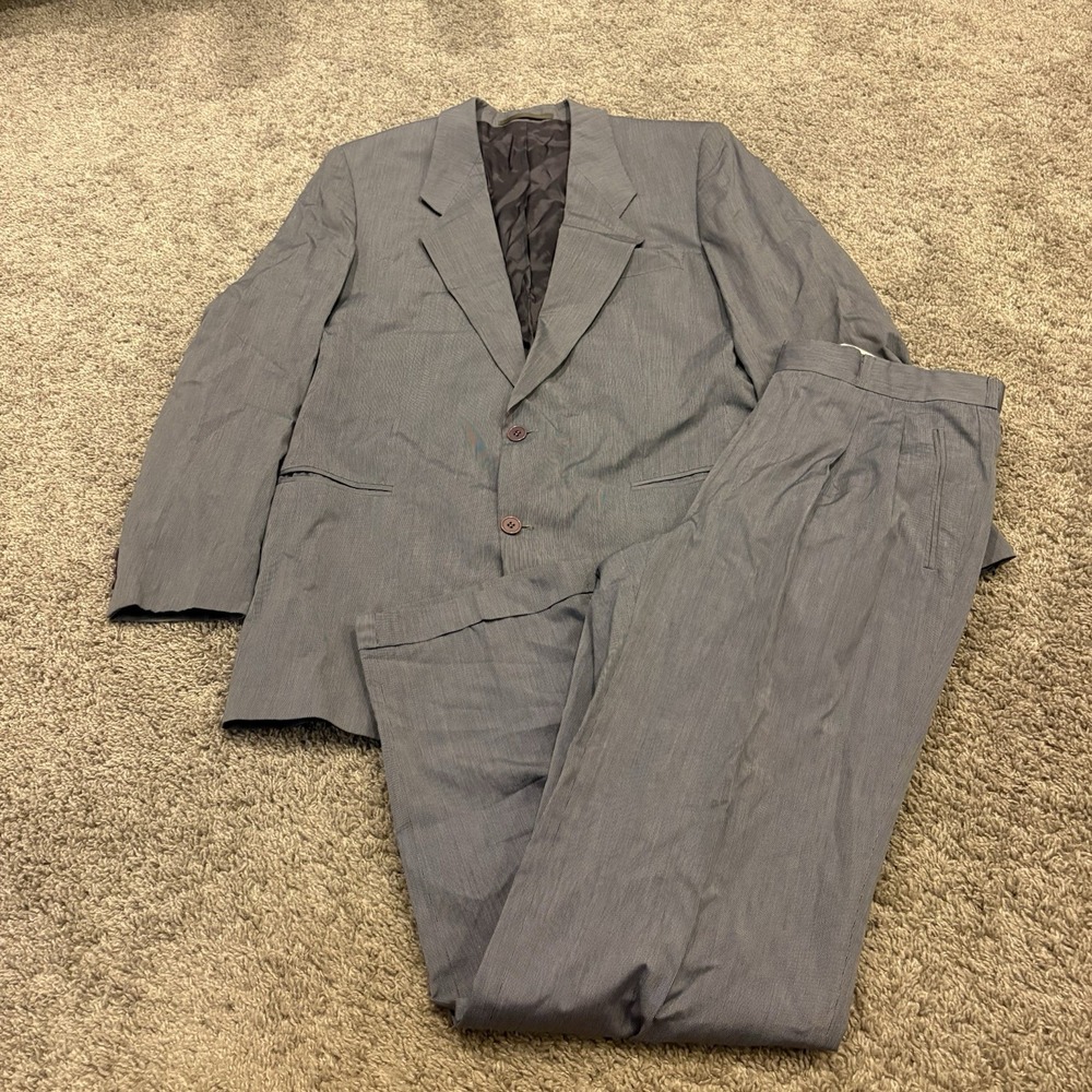 VINTAGE Men's Hugo Boss Striped Seersucker Suit 38R / Pant 34x32  Summer Wedding